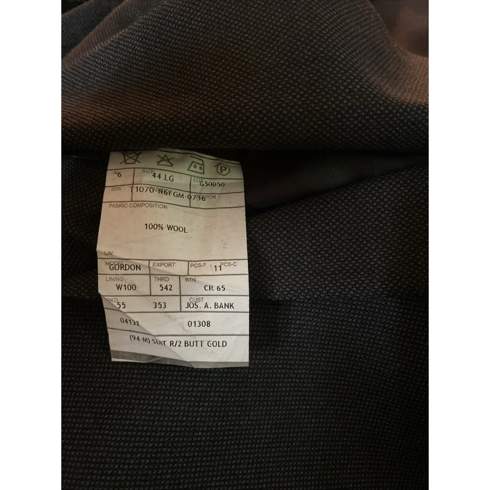 Jos A Bank Mens Size 44L Gray Blazer Wool Suit Jacket‎ Signature Gold